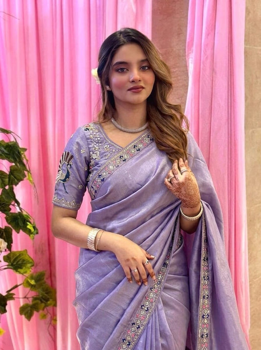 Designer Party Wear Fendy Satin Silk Saree