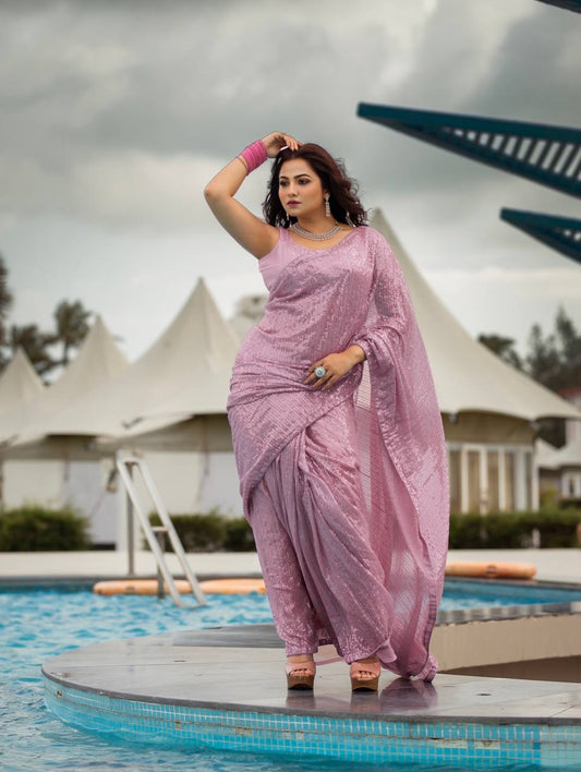 Georgette saree with sequins work choli
