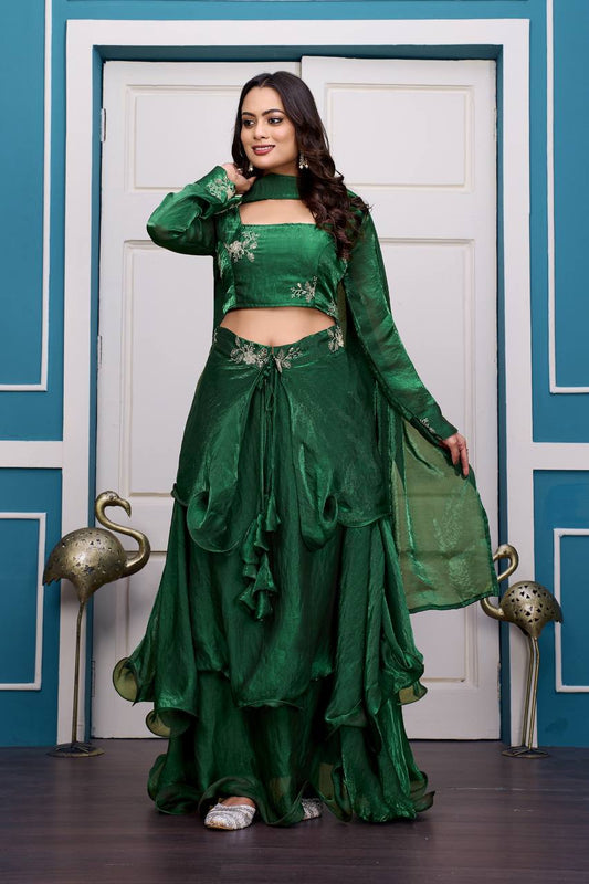 Heavy Fandy Satin with Embroidery & Sequins Work Lehenga