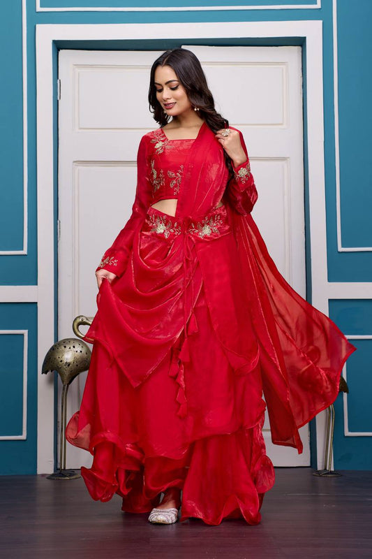 Heavy Fandy Satin with Embroidery & Sequins Work Lehenga