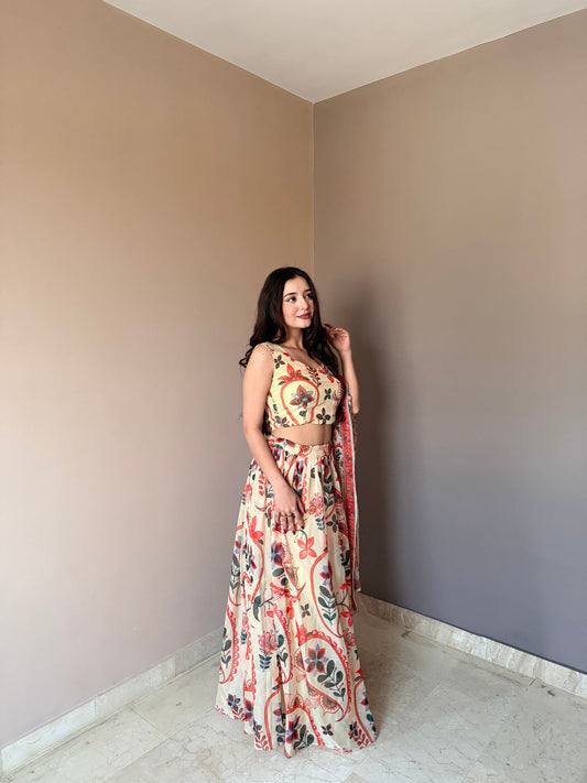 Beautiful all-over floral printed lehenga