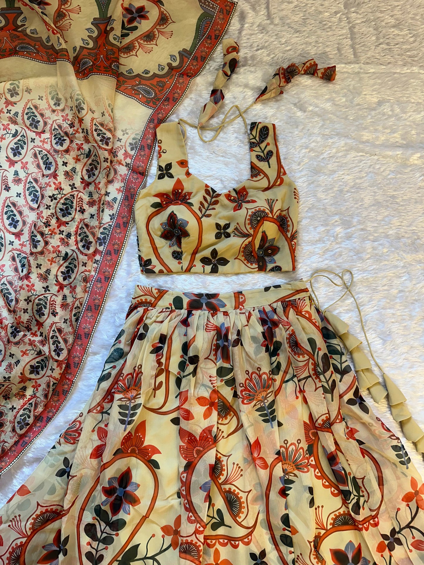 Beautiful all-over floral printed lehenga