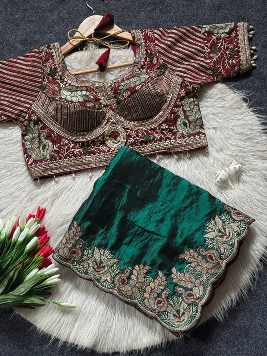 Soft fandy Sartin With Beautiful Embroidery Saree