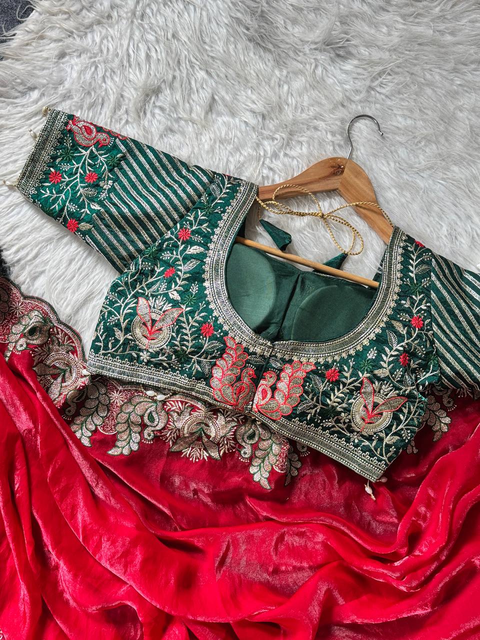 Soft fandy Sartin With Beautiful Embroidery Saree