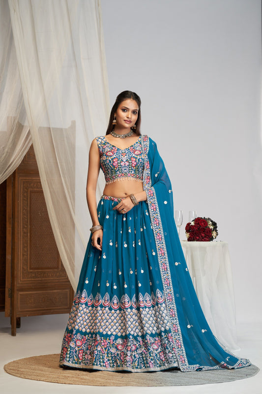 Faux Goergette Zari Sequence embroidery choli