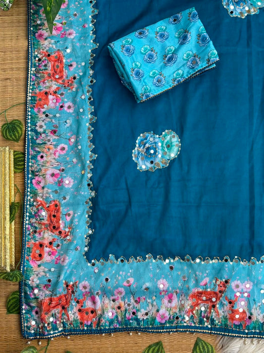 Very Soft and Elegant Rich look Soft Chinon Silk Digital Print