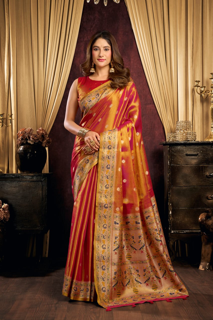 Premium Tissue Silk Saree With Tassels