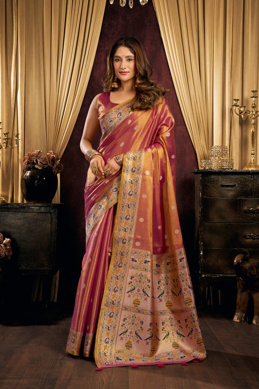 Premium Tissue Silk Saree With Tassels