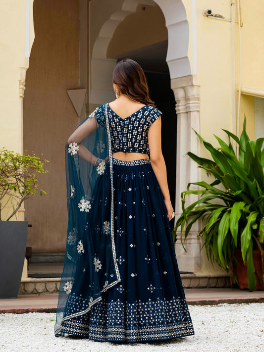 Faux Georgette zari sequence heavy embroidery work Choli