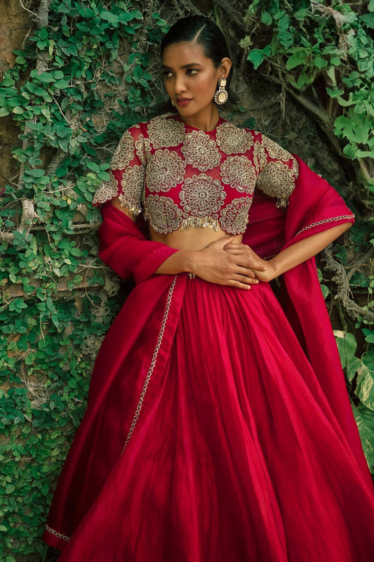 Sehen Sie umwerfend aus in diesem wunderschönen cremefarbenen Lehenga-Set