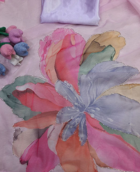 Soft Tebby silk with floral print Saree
