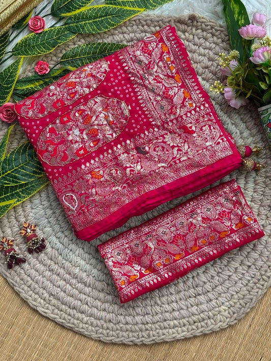 Pure soft viscose georgette sarees with amazing weaving patola