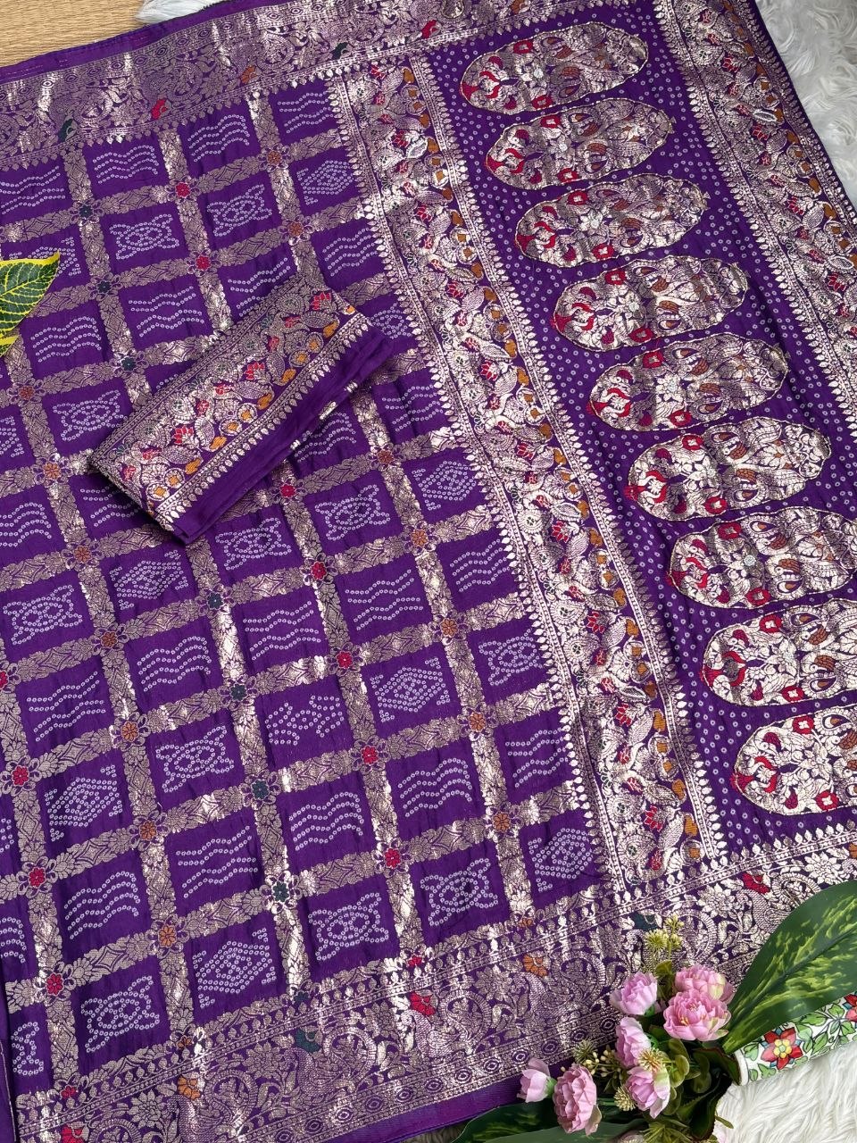 Pure soft viscose georgette sarees with amazing weaving patola