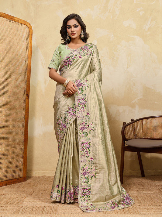 Wedding Wear Pure Kanjiwarm Radha Krishna Silk Work Saree