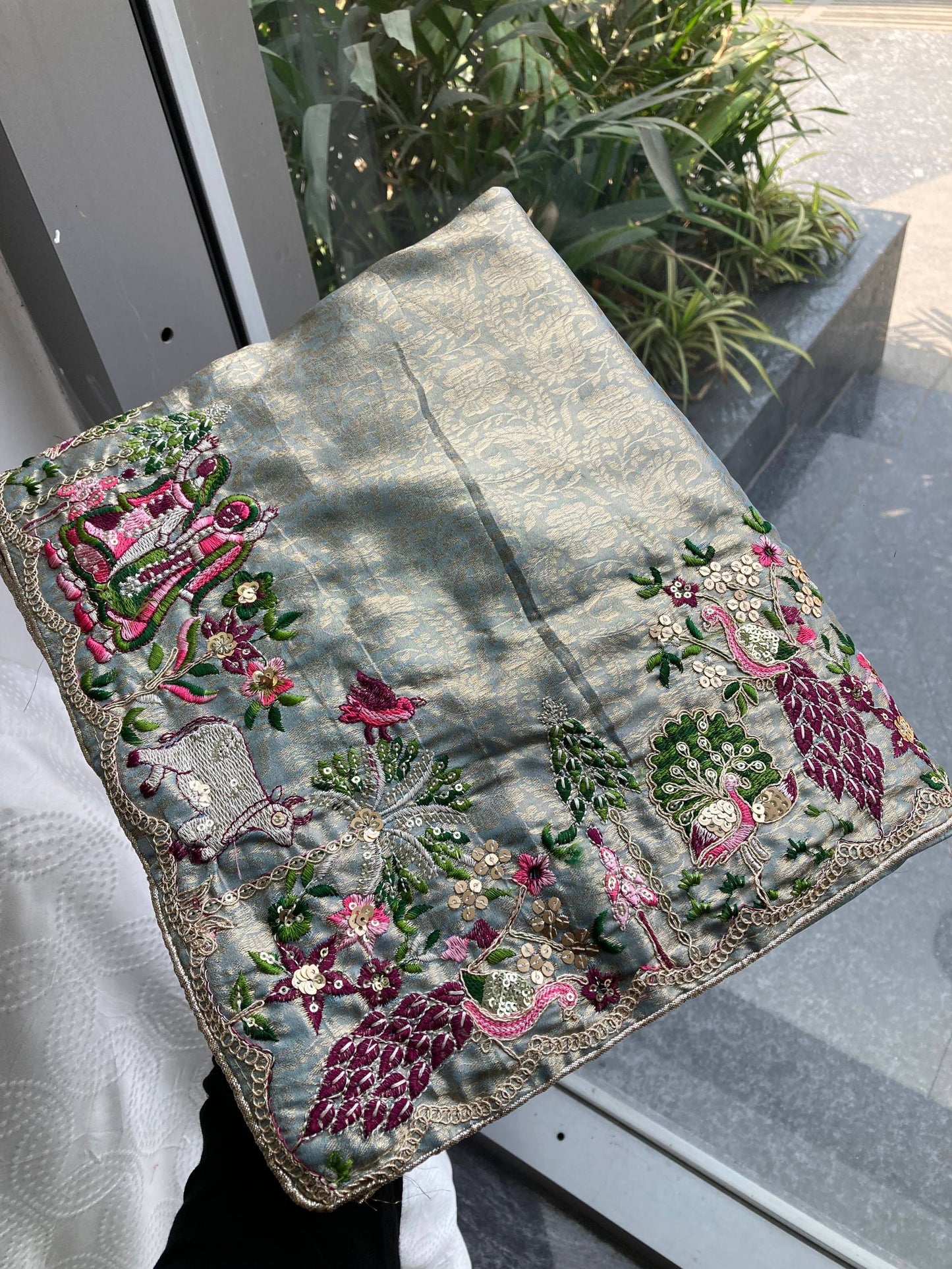 Wedding Wear Pure Kanjiwarm Radha Krishna Silk Work Saree