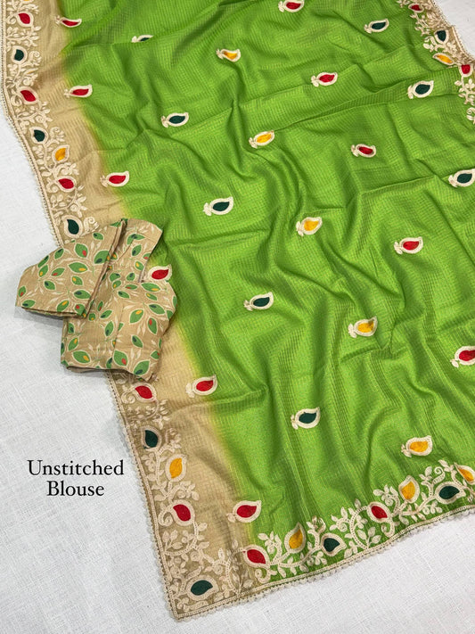 Kota doria checks cotton silk Saree