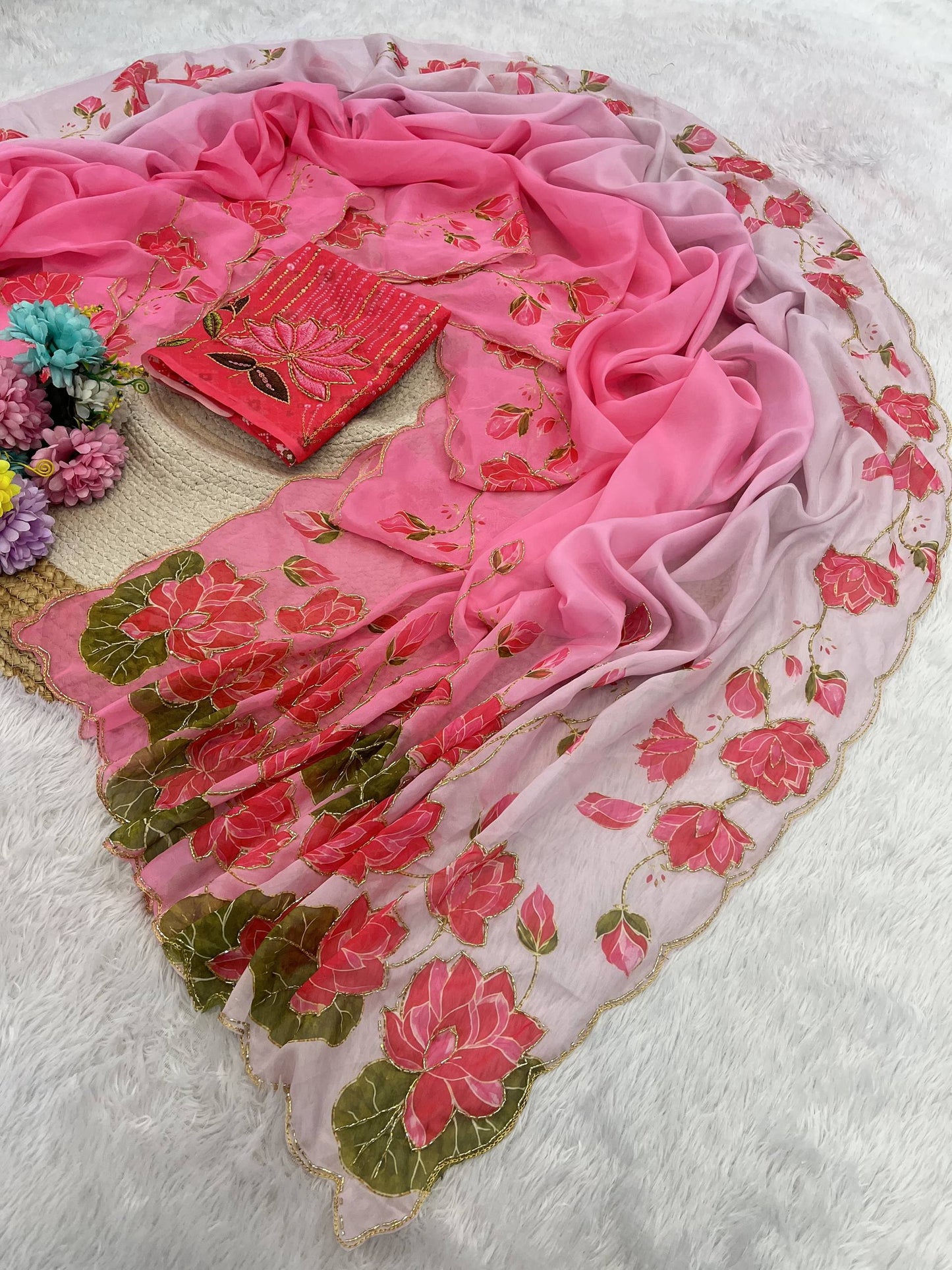 Soft pure Georgette handwork sarees