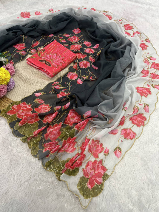 Soft pure Georgette handwork sarees