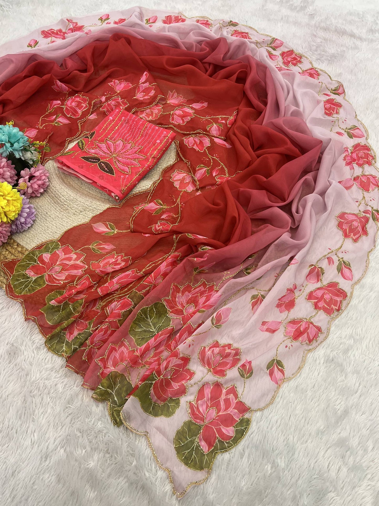 Soft pure Georgette handwork sarees