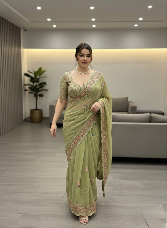 Party Wear Soft Star Georgette Saree