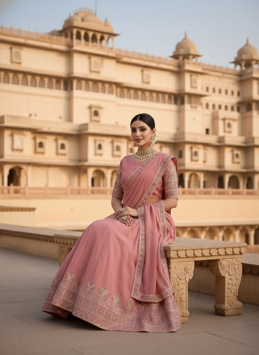 Star Georgette Embroidery Work Lehenga Choli