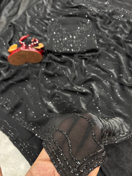 Space Silk Beautiful Diamond work Saree