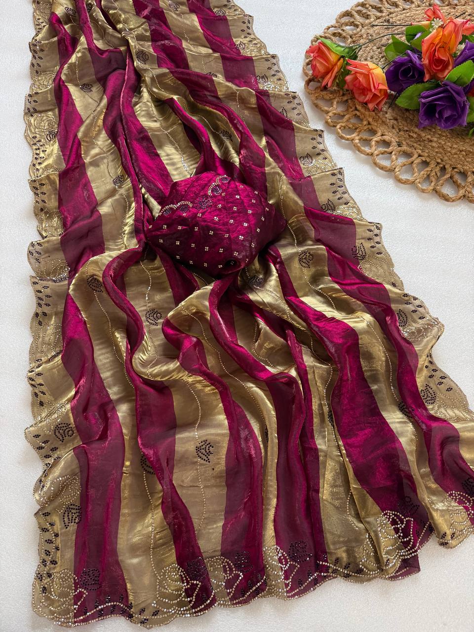 Premium Space Silk Phoenix Silk Heavy Jarkhan Saree