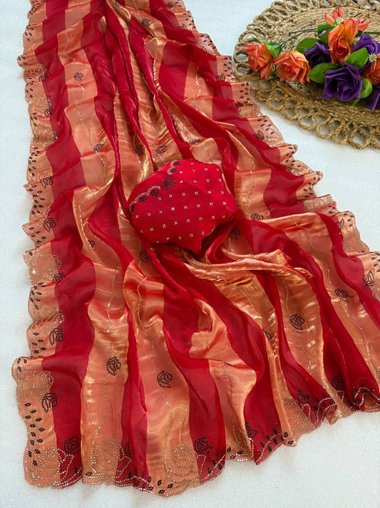 Premium Space Silk Phoenix Silk Heavy Jarkhan Saree