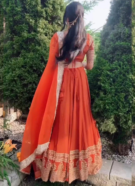 Faux Georgette Zari Sequence Embroidery Choli