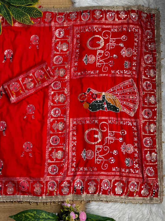 Very Pretty Nd Beautiful Women wearing this Red colour hit karvachauth saree