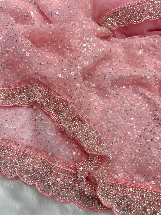 NEW EXCLUSIVE DESIGNER BEADS AND SEQUINS SAREE