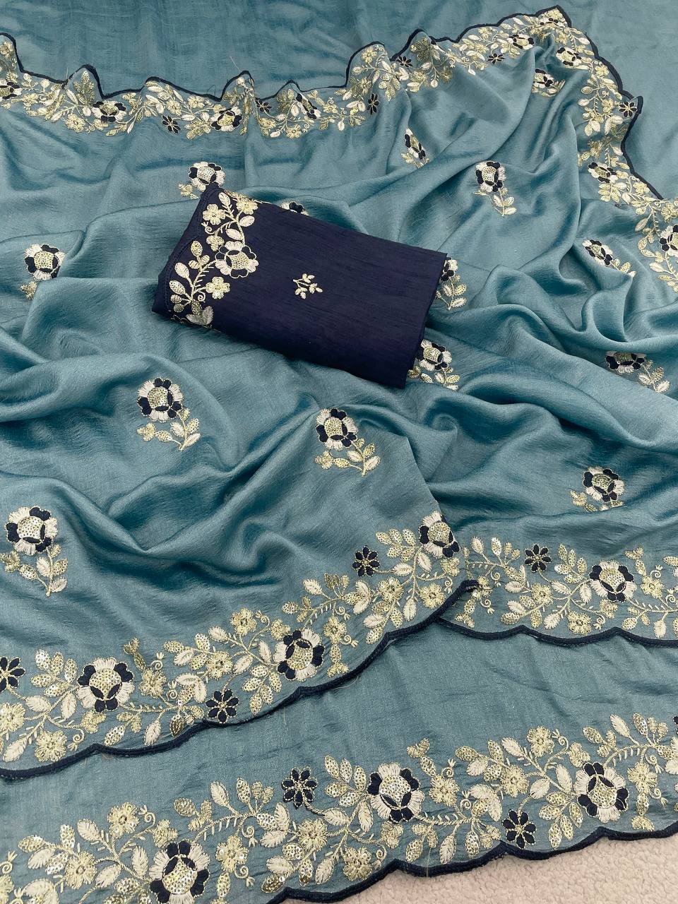 Pure soft VICHITRA SILK sarees with amazing Sequences