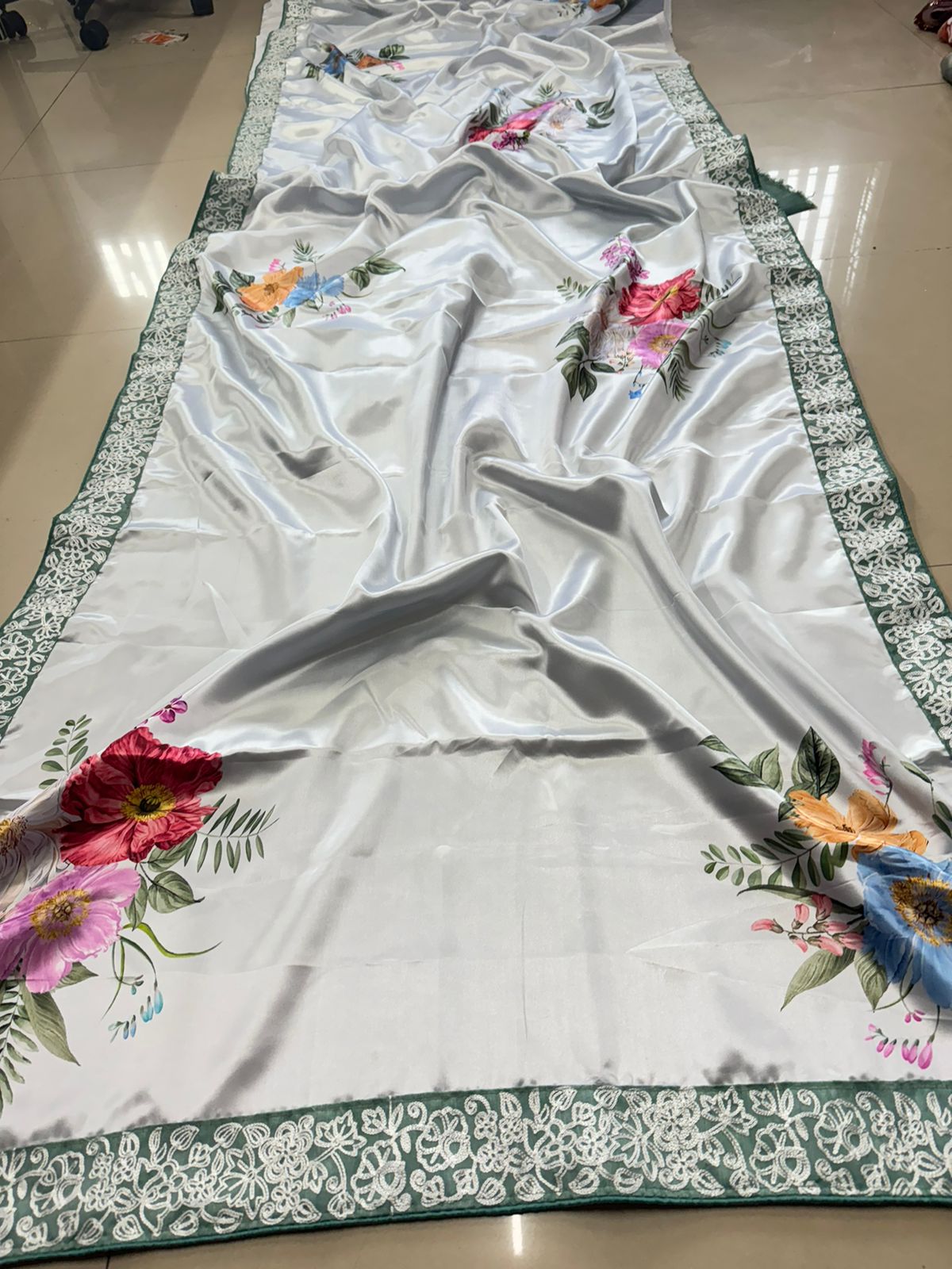 Cocktail Party Wear Satin silk Saree