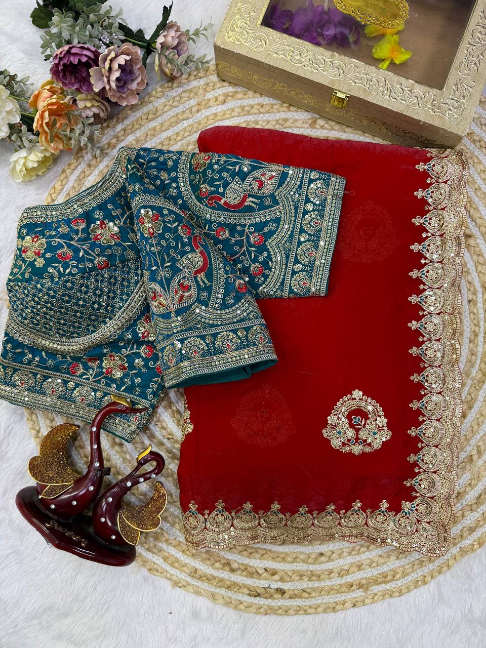 Sequance and Zari Embroidery Work Saree