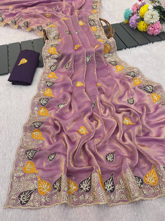 Pure soft Fandy satin sarees with amazing