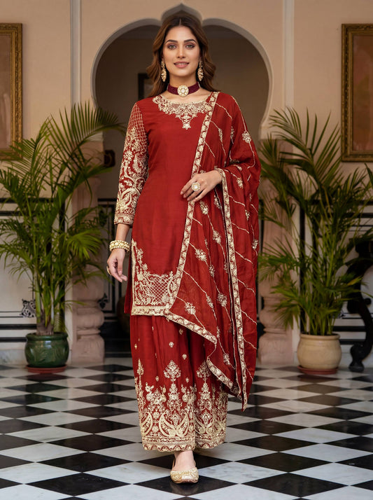 Elevate your festive style with these stunning embroidered sharara suits