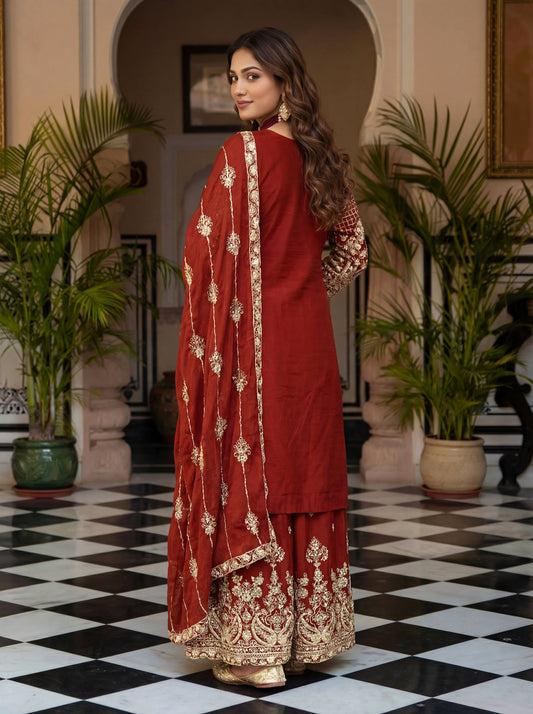 Elevate your festive style with these stunning embroidered sharara suits