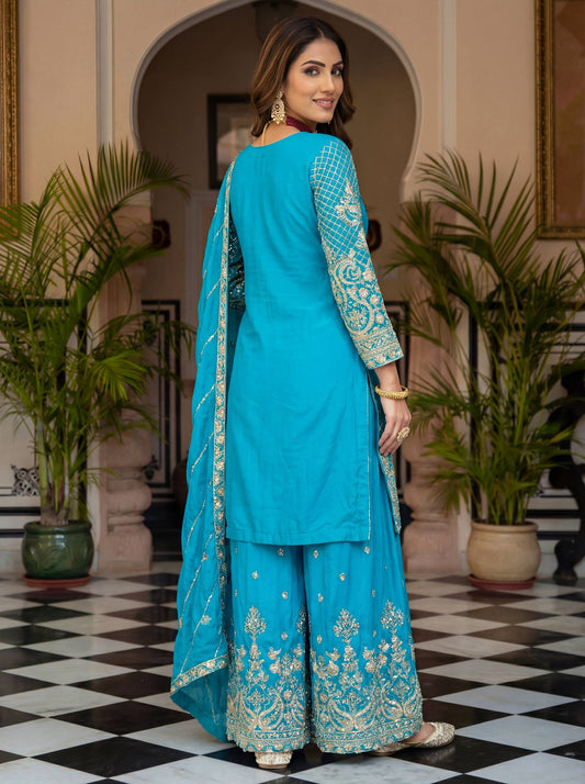 Elevate your festive style with these stunning embroidered sharara suits