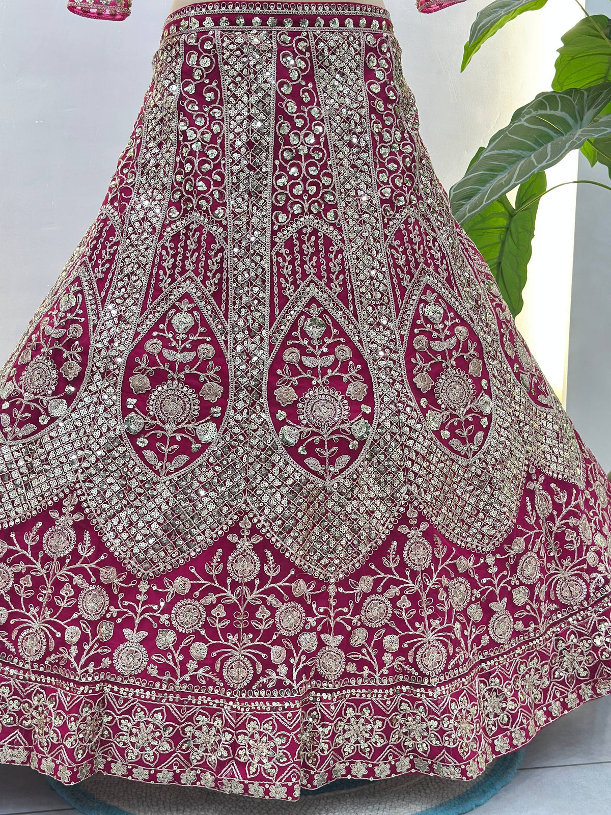 Butterfly Net Sequins and Codding Embroidery Work Lehenga