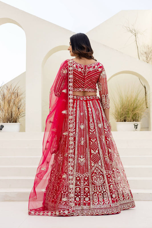 Butterfly Net Sequins and Codding Embroidery Work Lehenga Choli