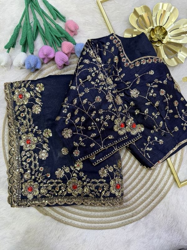 Fendy Satin in shaded fab Saree