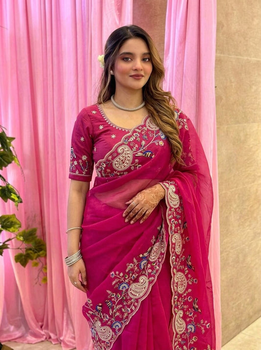 Designer Wedding Party Wear Soft Taby Silk Saree