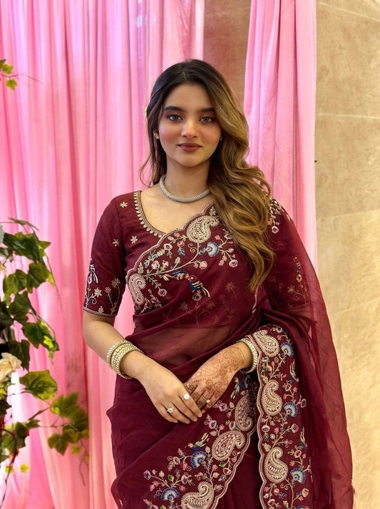 Designer Wedding Party Wear Soft Taby Silk Saree