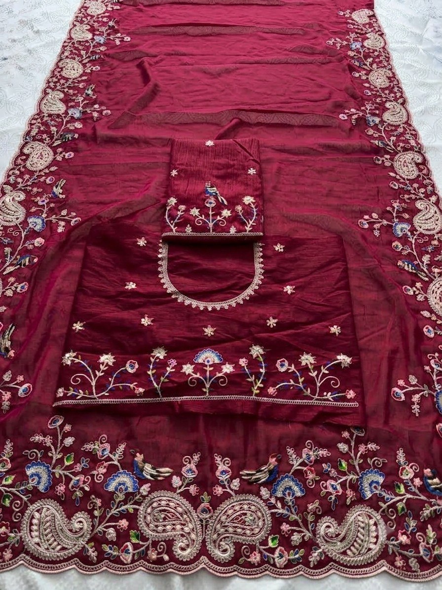 Designer Wedding Party Wear Soft Taby Silk Saree