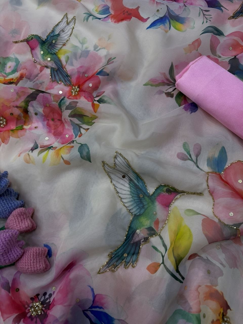 Soft Tebby silk with floral print saree