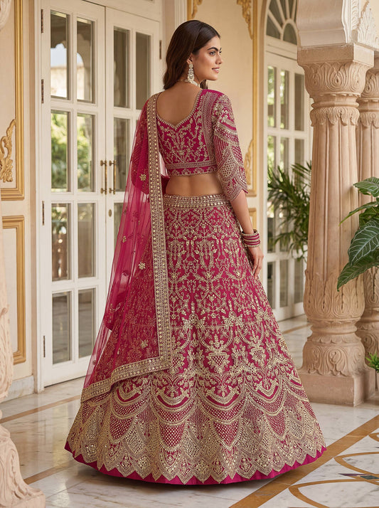 Butterfly Net Sequins and Codding Embroidery Work Lehenga