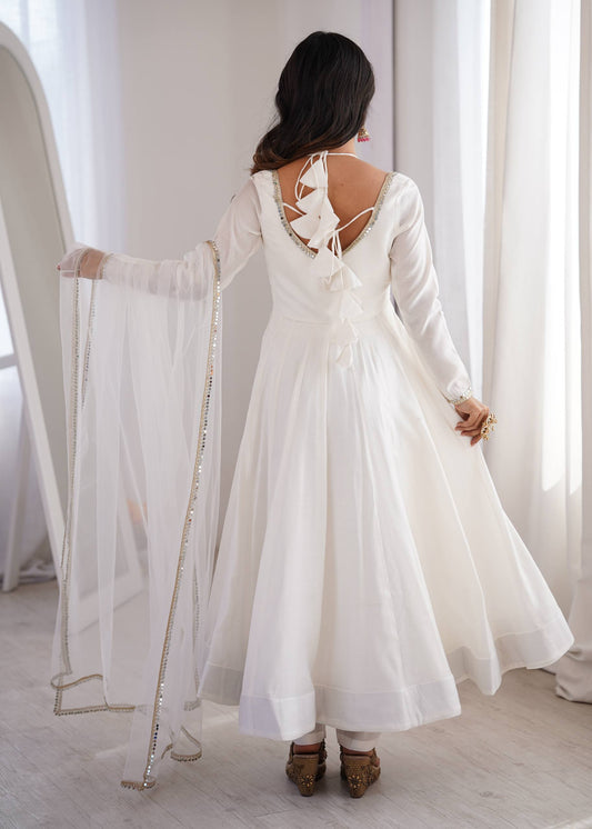 PURE ROMANSILK CHANDERI FABRIC FULLY FLARE ANARKALI