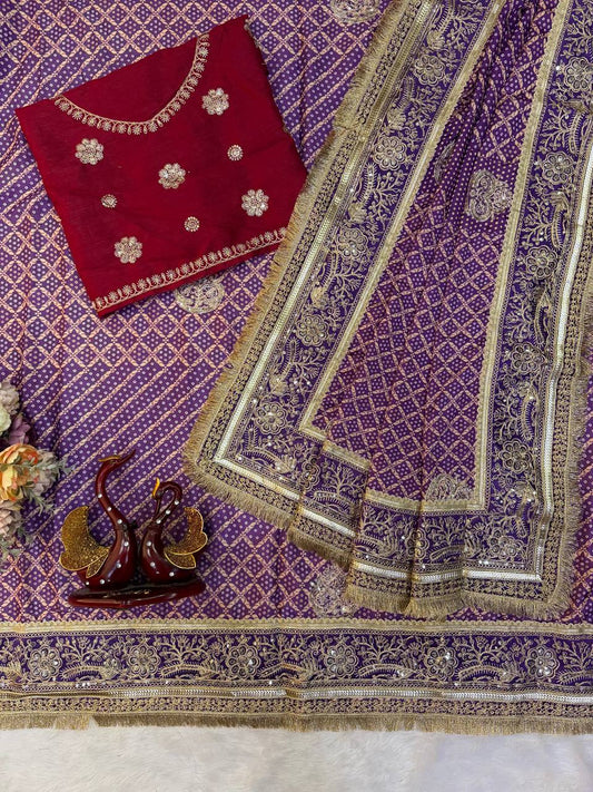 Soft Chinnon Silk with beautiful print Saree
