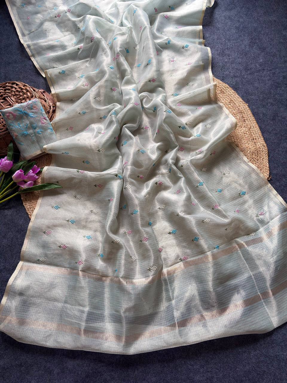 Superb Soft Kota doriya fabric with zari chex fabric saree