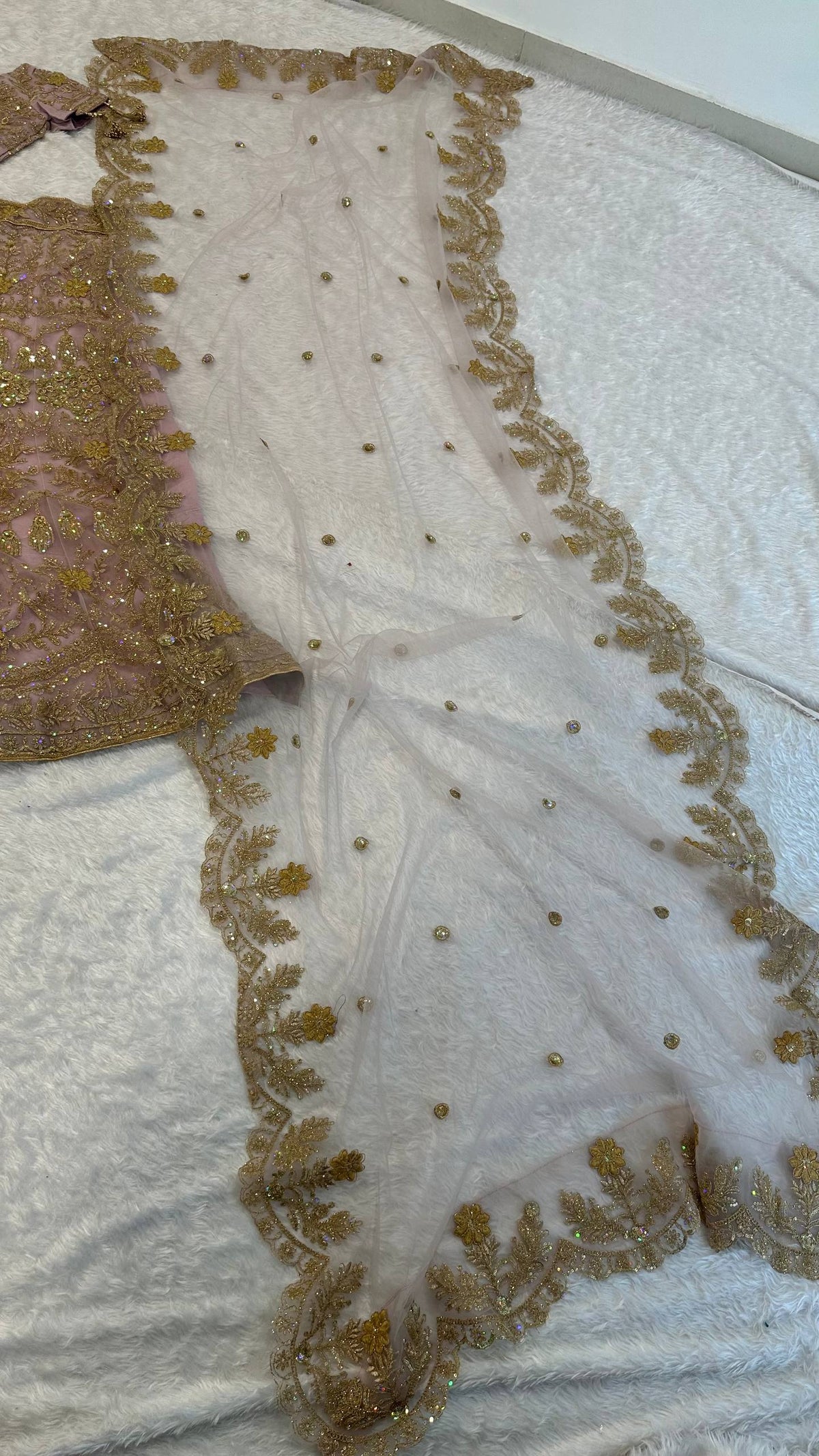 Net lehenga with sequins dori & zari thread work choli